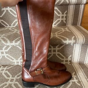 Dune London Brown Leather Riding Boots.